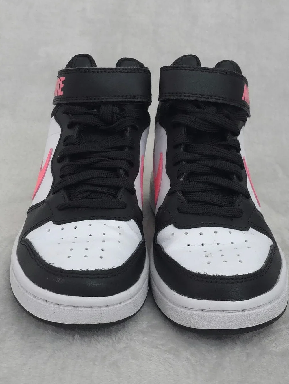 Nike Court Borough Mid 2 GS Black White Pink Mid Top Sneakers Girls 4Y